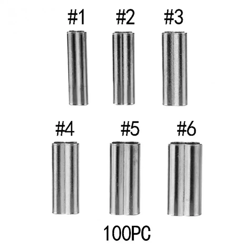 100 шт. рыболовные двойной овальные медные трубки 1,0 1,2 1,4 1,6 1,8 2,0 мм леска обжимные рукава трубчатый соединитель для рыбалки проволочная трубка