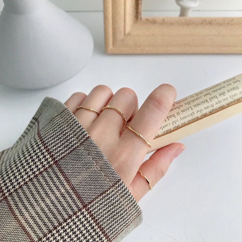 

Silvology 925 Sterling Silver Irregular Thin Rings Simple Creative Elegant Texture Rings For Women 2019 Fashionable Jewelry