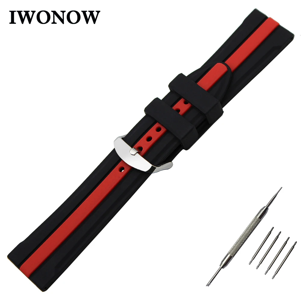 

Silicone Rubber Watch Band 24mm for Suunto TRAVERSE Stainless Steel Buckle Strap Wrist Belt Bracelet + Tool + Spring Bar