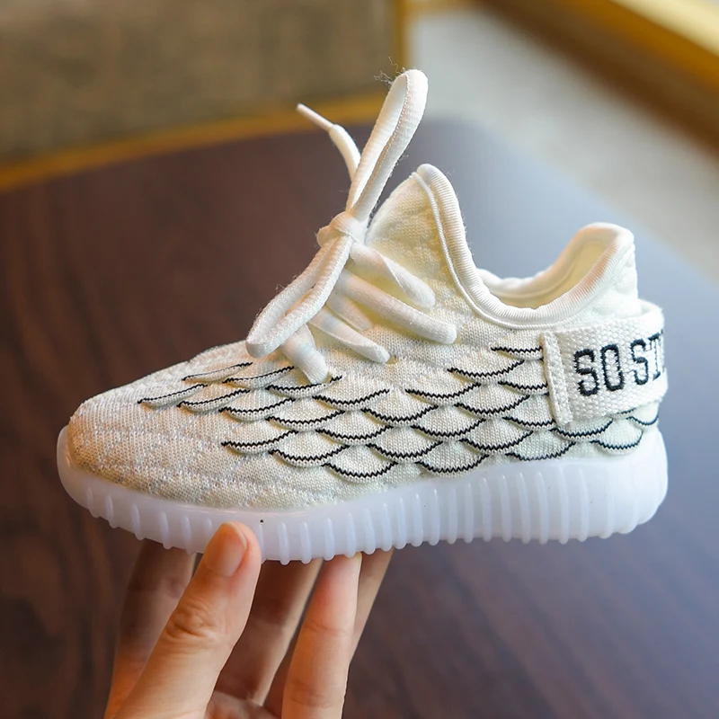 

2019 Fashion Spring Girls New Soft Sneakers Boys Black Air Mesh Breathable Sports Running Shoes Kids White Casual Shoes