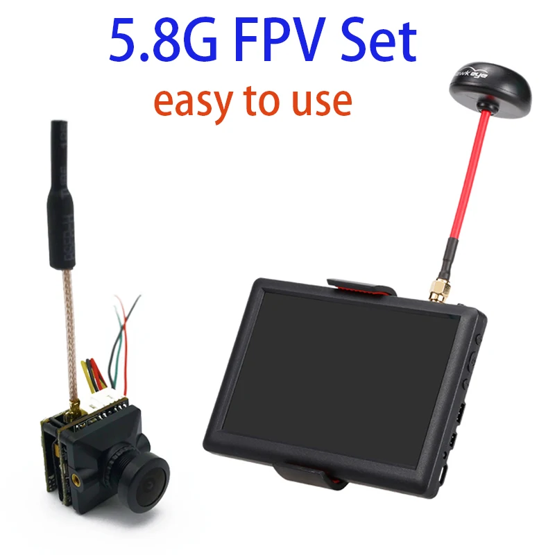 

Easy to use 5.8G FPV set video transmitter with ccd 700TVL FPV camera Little Pilot 5 inch 40CH Monitor for Racing Drone RC car