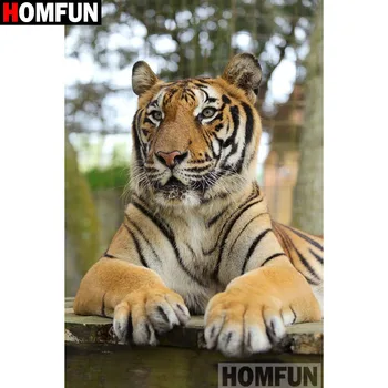 

HOMFUN Full Square/Round Drill 5D DIY Diamond Painting "Animal tiger" 3D Embroidery Cross Stitch 5D Home Decor A15977