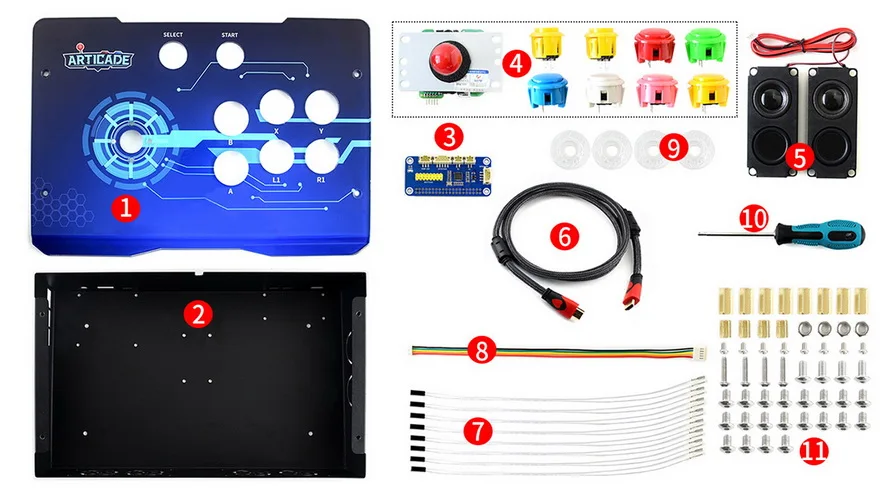 Waveshare Arcade-C-1P игровой автомат Raspberry Pi 3B + контроллер поддерживает RetroPie KODI HDMI/USB/Ethernet разрешение 1080 P