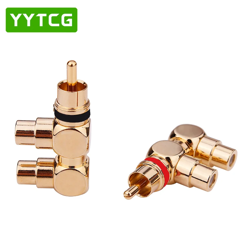 Banhado a Ouro Áudio e Vídeo Adaptador de Conector Vermelho + 1 Macho para 2 Yytcg Peças Peça Plugue Rca Traseiro Fêmea av Cabo 2 1 - Image 5