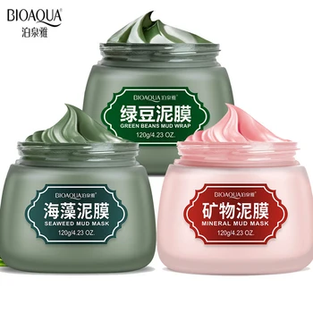 

BIOAQUA Mung Bean Mud Mask Seaweed mineral mask Deep Cleaning Oil Control Shrink Pores Whitening remove Acne Blackhead face care