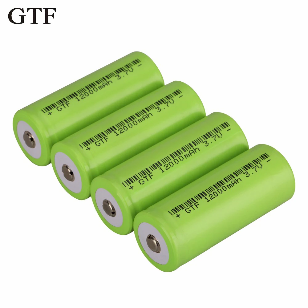 GTF 26650 Battery 3.7V 12000mAh Rechargeable Li-ion Battery for Flashlight  Torch rechargeable Battery accumulator battery