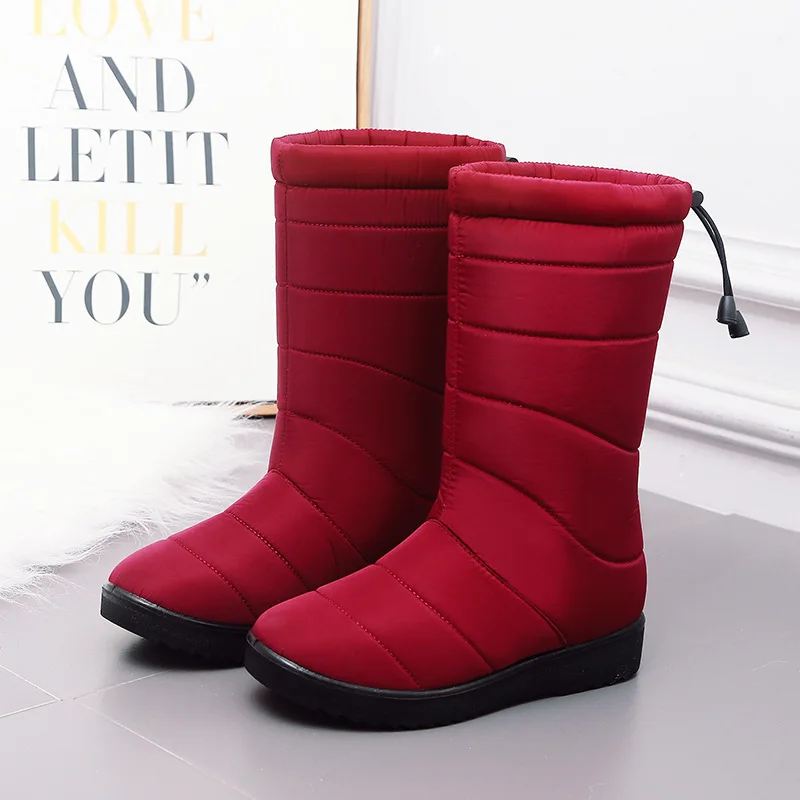 

Woman Snow Boots Winter All Match Super Warm Waterproof Solid Color Thick Bottom Anti-slip Lady Boots Plush Lining Black 36-40