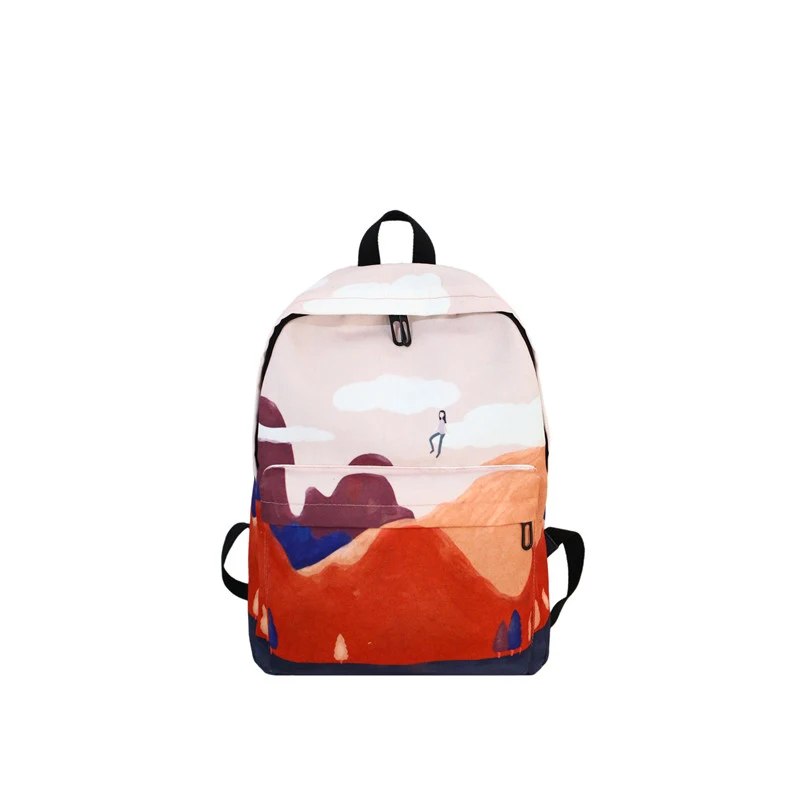 Menghuo свежий холст рюкзак для женщин пейзаж школьные сумки для подростков девочек рюкзак дорожная сумка рюкзак Mochilas ранец - Цвет: Cloud girl
