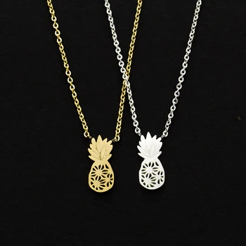 

Wholesale 10pcs/lot Summer Dainty Pineapple Bff Necklace Women Jewelry Stainless Steel Gold Color Small Ananas Pendant Necklace