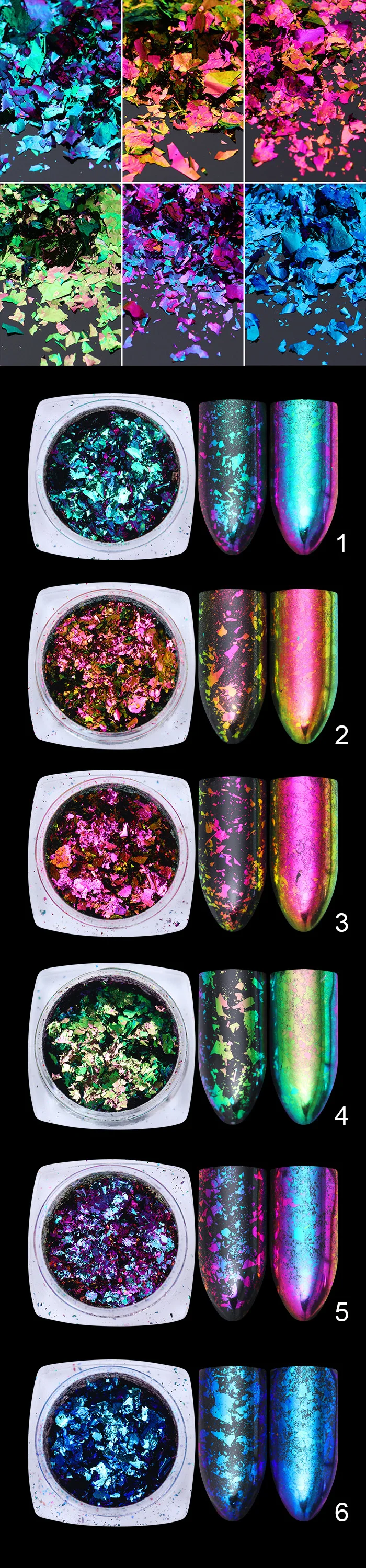1 коробка Хамелеон Блестки для ногтей красочные нерегулярные голографические паллиетт порошок с блестками Дизайн DIY украшения для ногтей