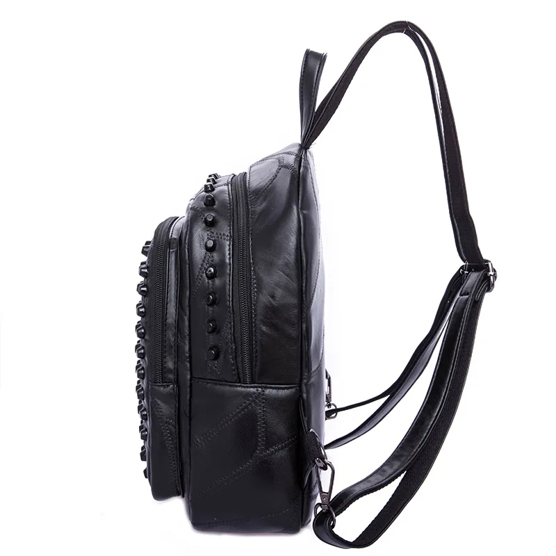 DAEYOTEN роскошный кожаный рюкзак для женщин заклепки Череп рюкзаки дорожная школьная сумка высокого качества Bookbag унисекс мужской рюкзак ZM0218