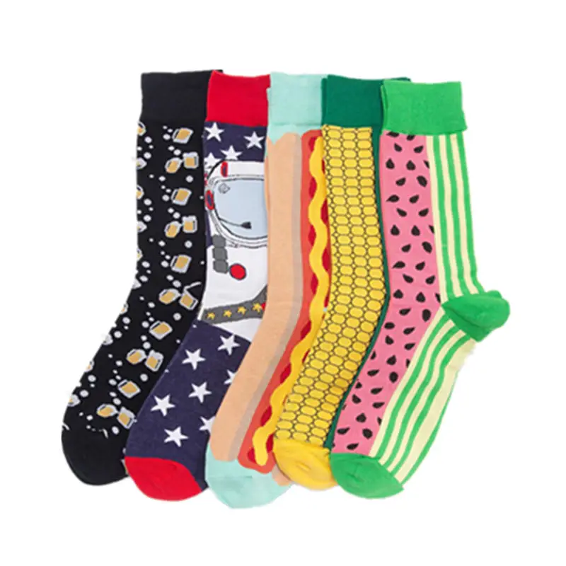 Fashion colourful men's socks happy sock mens interesting patterns