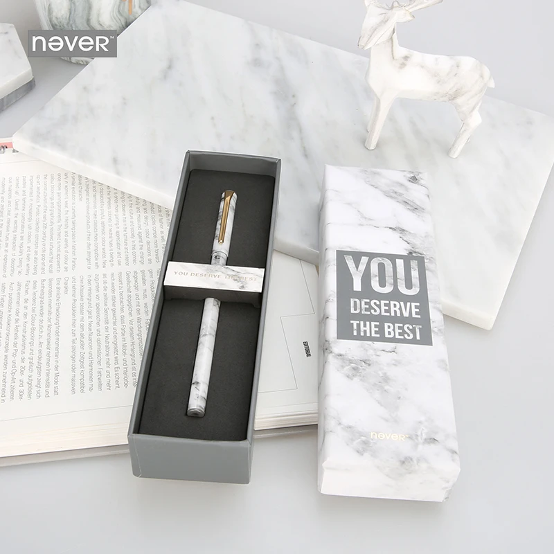 Never Marble Series Metal Pen Gel Pen Black Ink 0.5mm Gift Packaging Korean Stationery
