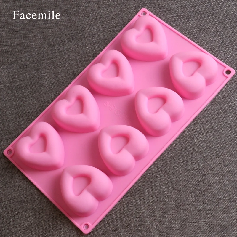 

Silicone Cake Bread Desserts Bakery Tool 8 Holes Love Heart Shape donut doughnut Mold Baking Silcon Muffin Cups Soap Mold