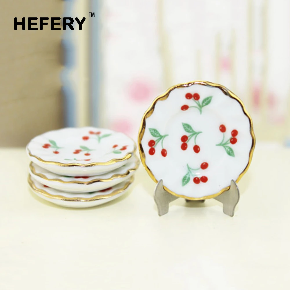 

4Pcs 1/12 Dollhouse Miniature Accessories Mini Ceramic Plate Simulation Furniture Model Toys for Doll House Decor