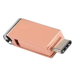 USB3.0 Флешка двойной флэшки и Тип-C U диск поворотный дизайн розовое золото 32 г