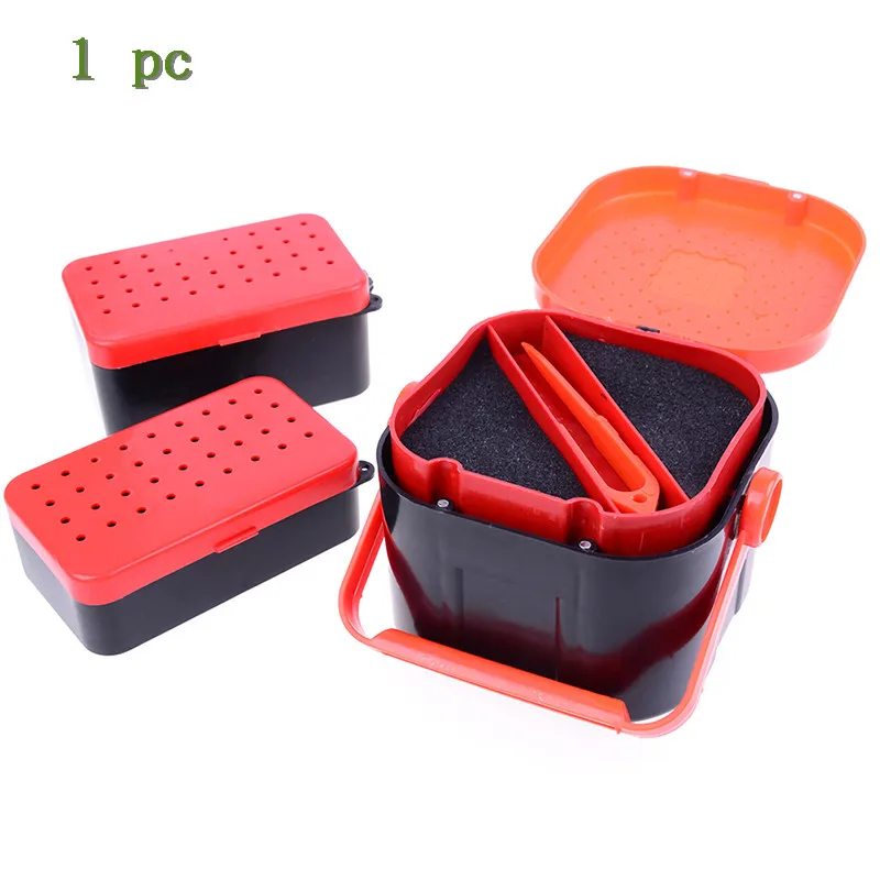 

Multifunctional 2 Compartments Fishing Box Plastic Earthworm Worm Bait Lure Fly Carp Fishing Tackle Box Accessories 3 Sizes