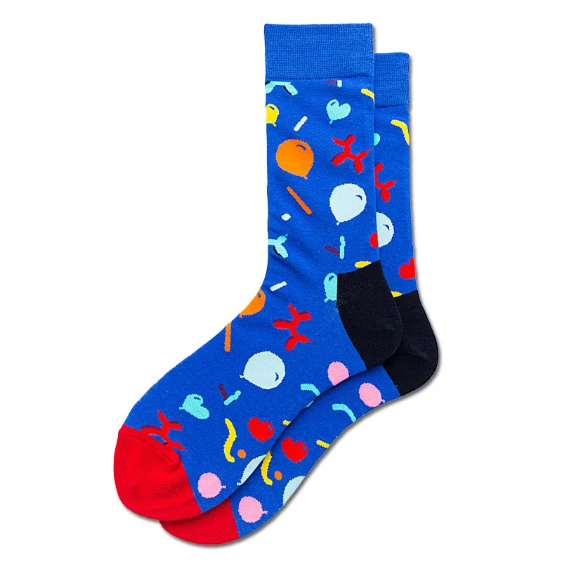 Мужские носки из чесаного хлопка в стиле Харадзюку, цветные, веселые, с медведем, рыбкой, длинные, теплые, нарядные носки для мужчин - Цвет: C12