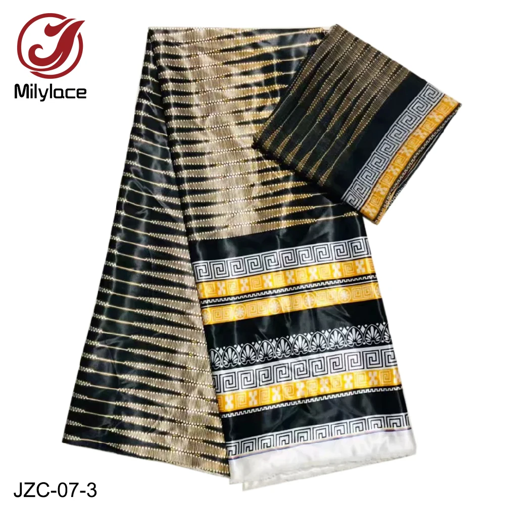 Модная атласная ткань с принтом 4 ярдов+ 2 ярдов шифоновая ткань для одного комплекта для одежды Материал JZC-07