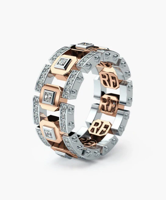 

Punk HipHop Creative Ring For Men & Women Cubic Zirconia Double Color Plated Party Gifts Fashion Jewelry KBR490