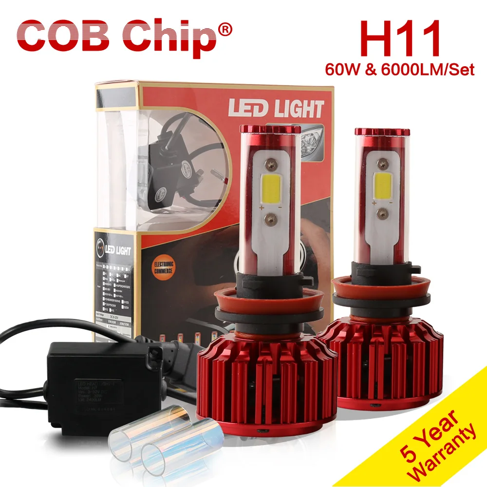 

2016 NEW H8 H9 H11 60W 6000LM Hi/Low Beam LED Headlight Conversion Kit For 2007-2016 Toyota 4Runner 5000K 6000K Bulb Lamp Pair