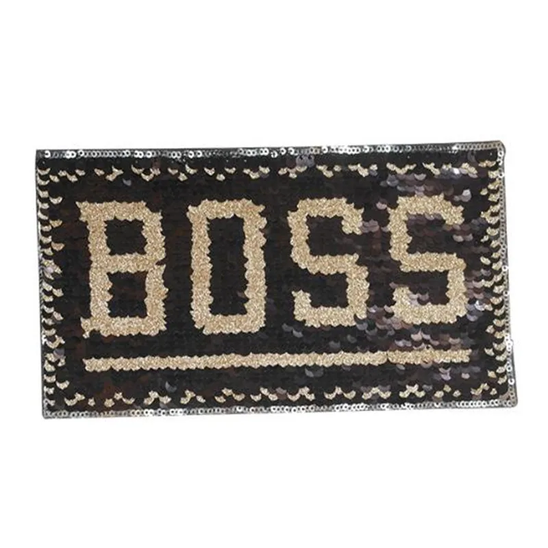 

Clothing Women Patch Reversible change color letters up and down flip BOSS sequins patches for clothing stranger things stickers