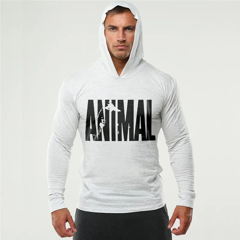 

Animal Print Hooded Hoodies Thin Men Casual Sweatshirts Long Sleeve Slim Fitness Clothing Hoodie Sweatshirt Black White Tops