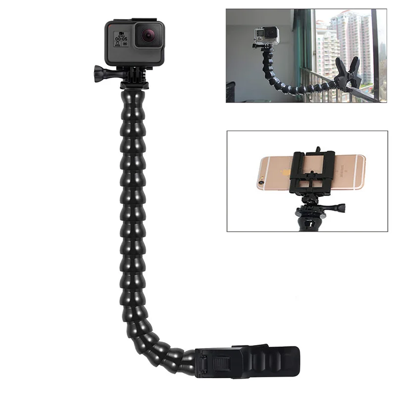 

Jaws Flex Clamp Mount + Adjustable Gooseneck for Gopro Hero 7 6 5 4 Session for Go pro HD Xiaomi Yi AKASO SJCAM EKEN Accessories
