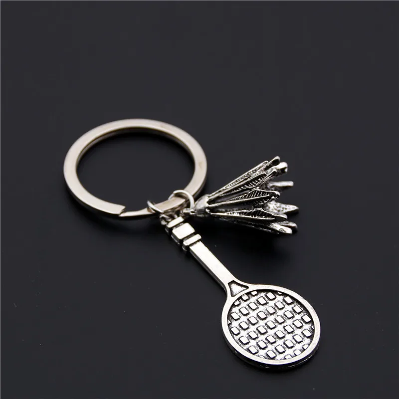 Buy 1PC Silver Metal Badminton Racket Keychain Trendy