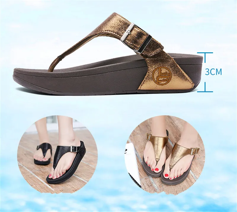 BEYARNE Wedges Shoes For Women High Heels Sandals Summer Shoes Flop Chaussures Femme Platform Sandals Plus Size Beach shoesE689