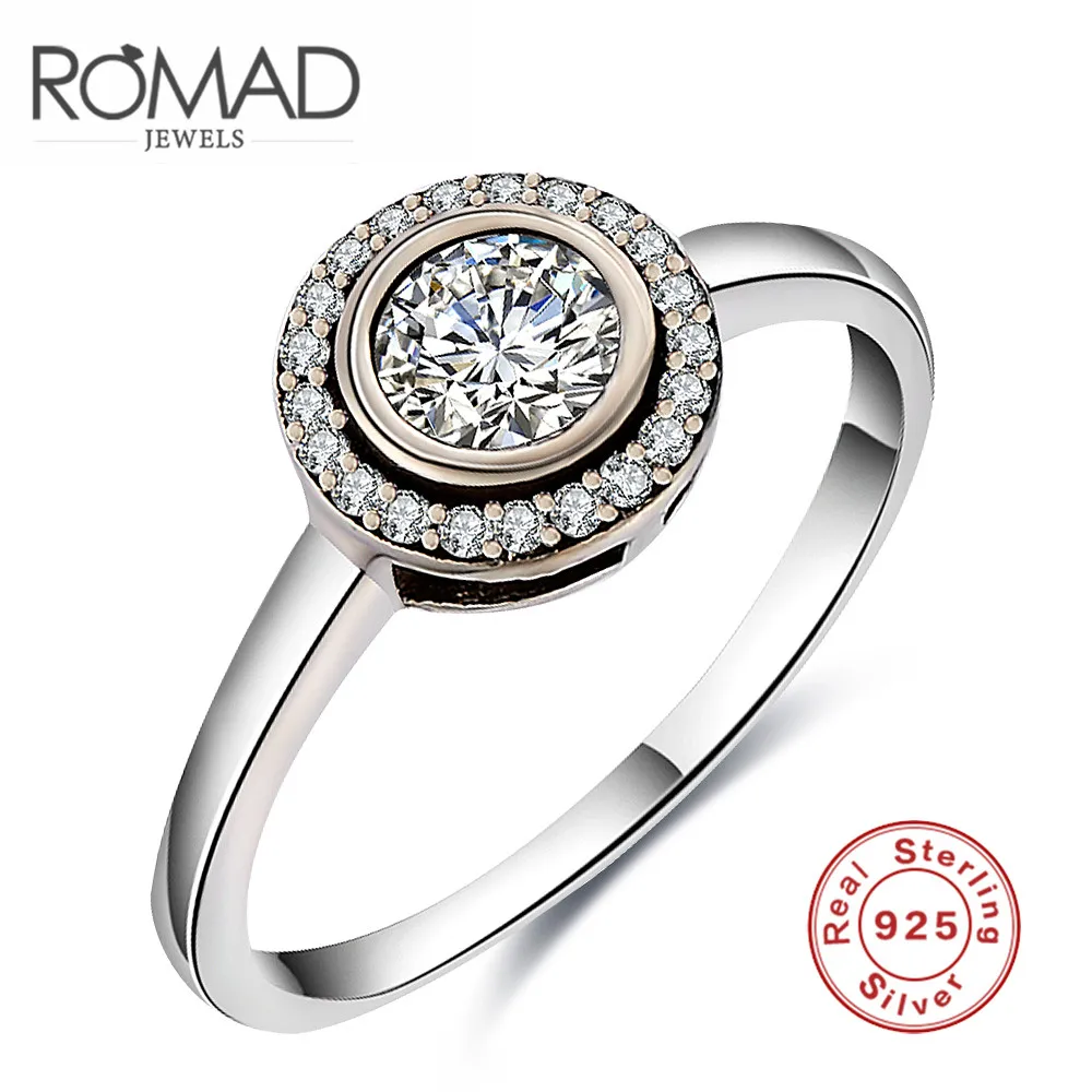 Newest 100% Authentic Antique 925 Sterling Silver Round Rings With AAA Zirconia Women Rings Aliexpress Hot Selling Aliexpress