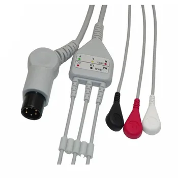 

Compatible for Mindray PM7000 PM8000 Goldway 6 pin Patient Monitor ECG Cable 3 leads , ECG Cable and leadwire Snap End,AHA,TPU