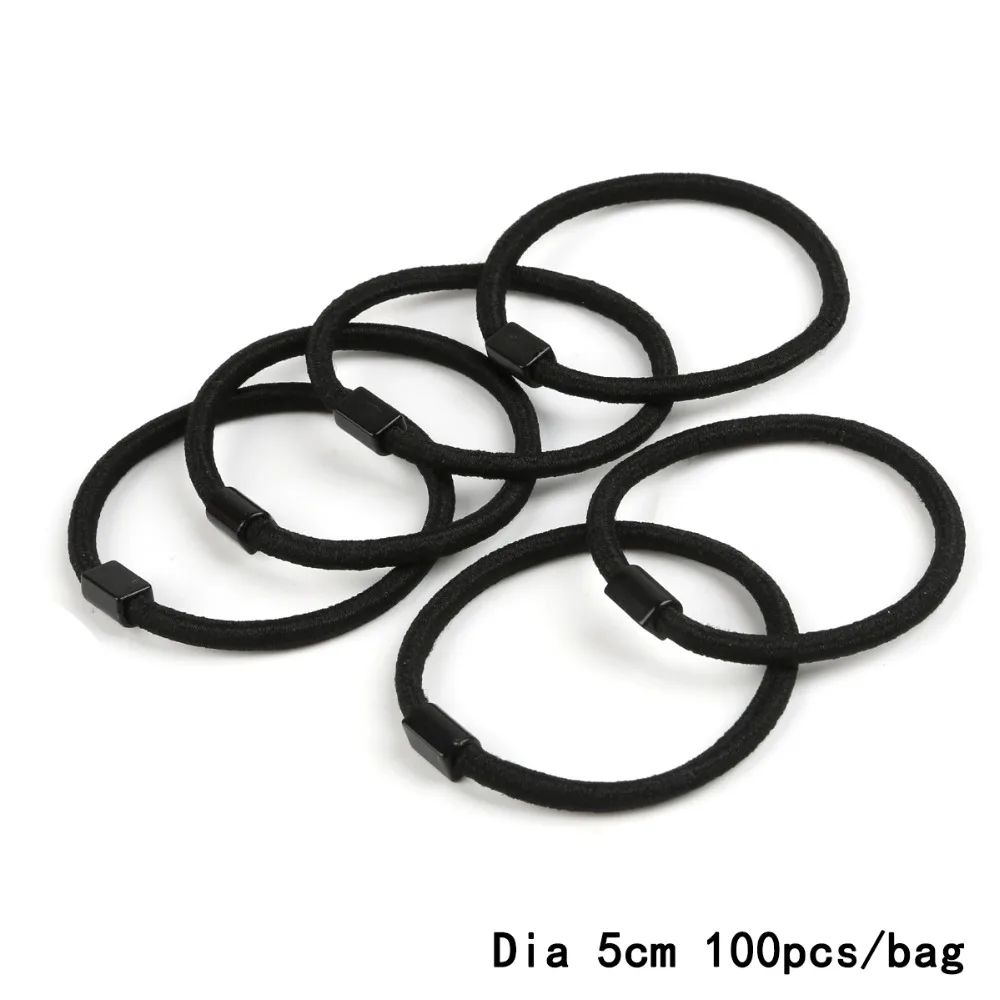 

100Pcs Pure Black Hair Holders Rubber Bands Elastics Girl Women Tie Gum Fashion