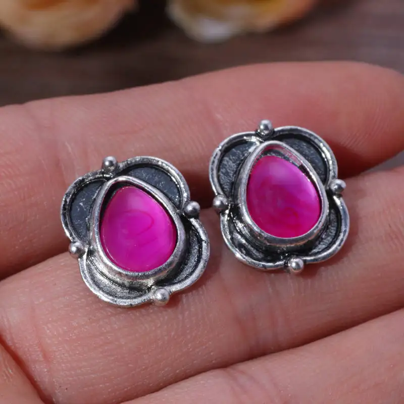 

Vintage Purple Zircon Silver Earrings for Women Fashion Jewelry Wedding Brincos Engagement Party Statement Earings Bijoux Gifts