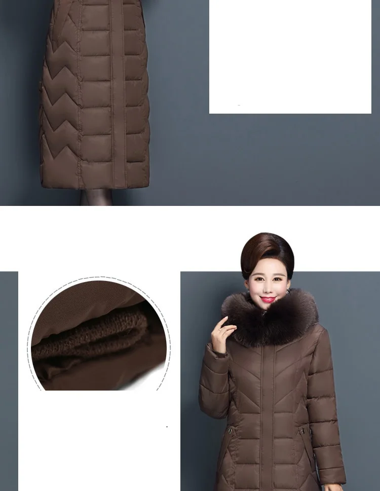 Зимняя куртка X-long с меховым воротником для женщин среднего возраста, парки, теплое толстое пальто с капюшоном, большой размер, пуховое хлопковое Женское пальто 6XL