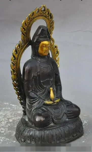

S02871 chinese buddhism Bronze Gilt kwan-yin GuanYin Bodhisattva goddess buddha statue
