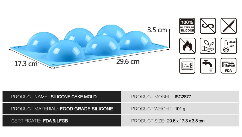 SILIKOLOVE 6 полости силиконовая форма полукруглый мусс форма для выпечки тортов печь безопасное изготовление формы для тортов шоколадное пирожное инструменты формы для выпечки