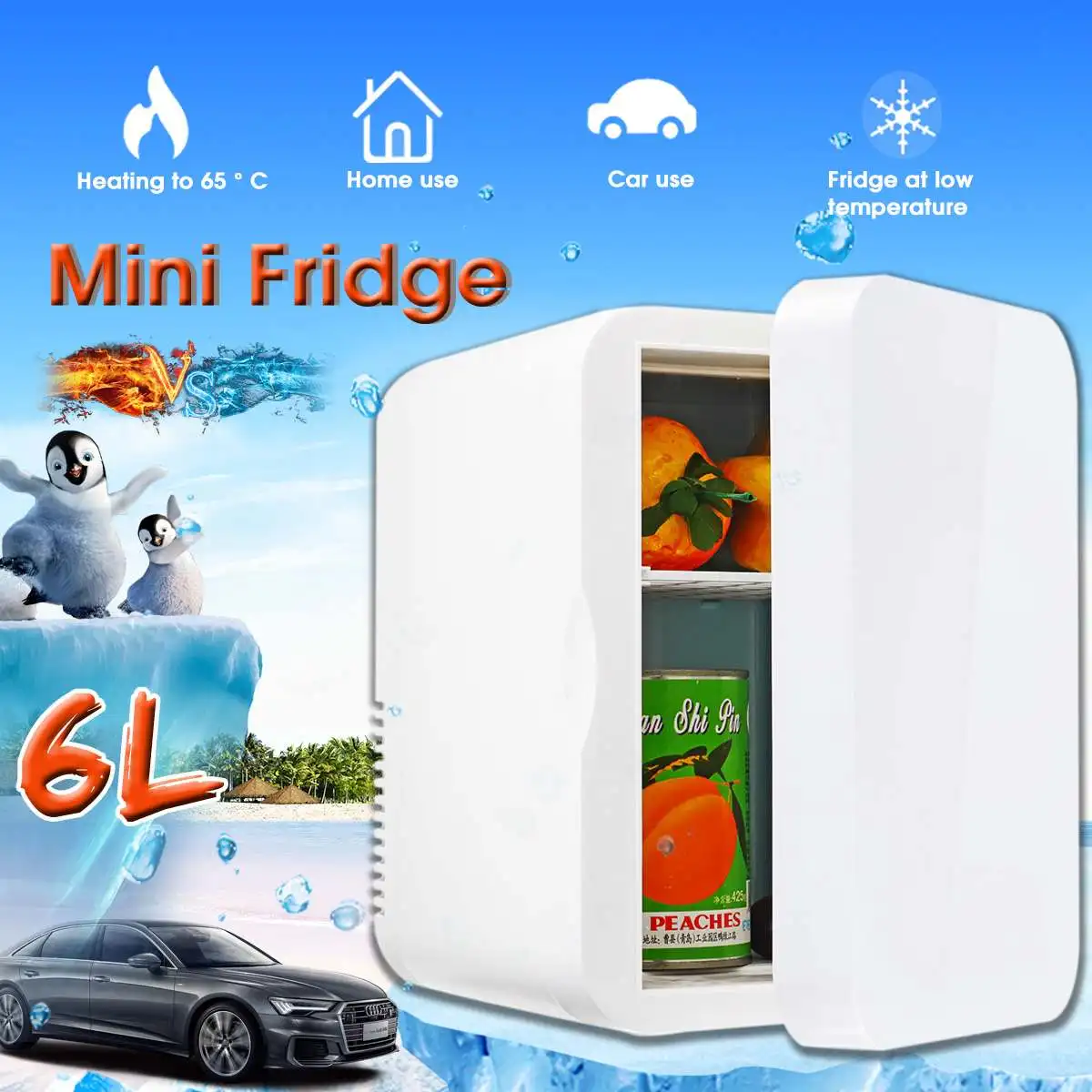 

BECORNCE 6L Mini Refrigerator Small Household Dormitory Single Door Car Home Dual-use Car Refrigerator Dual use Car use 24V 12V