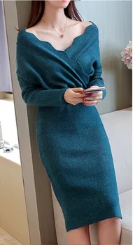 

Medium-long Pullover Sweater knitted dress, body-building and knee-breaking sweater in the new Korean version of women's wear in
