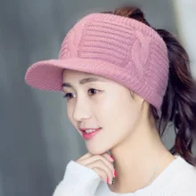 MAERSHEI женский Зимний вязаный головной убор Повседневная теплая шапка шапочки Брим Skullies Вязание конский хвост версия прилив вязаный пустой кролик