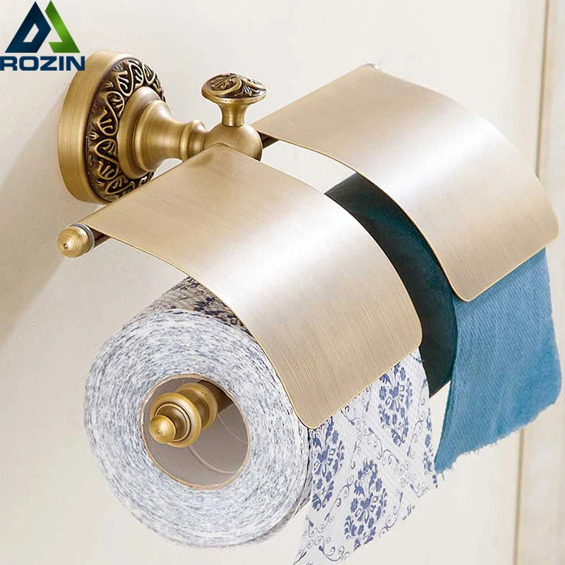 Художественный двойной держатель бумаги античная латунь ванная комната рулон бумаги Tissure стойки с крышкой настенный корзина для туалетной бумаги мыло Rac