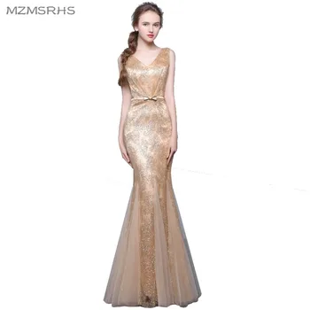 

Long Mermaid Evening Dress 2017 Gold Black Silver Burgundry Red Lace Floor Length Women Formal Gowns Elegant Party Dresses
