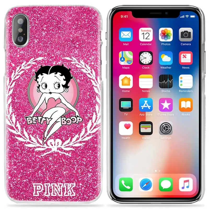 Чехол для iPhone XS Max XR X 10 7 7S 8 6 6S Plus 5S SE 5 4S 4 5C Жесткий пластиковый прозрачный чехол для телефона 11 Pro розовый сексуальный Betty Boop - Цвет: 01