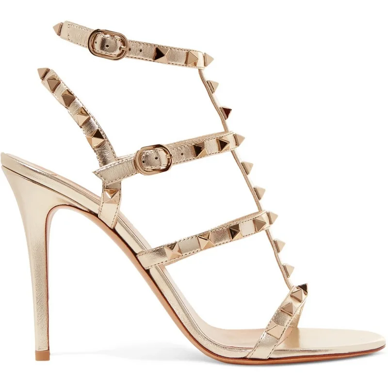 

ACILICI1904031 New Fashion Roman Wind New Rivet Fish Mouth High Heel sandals Women Shoes