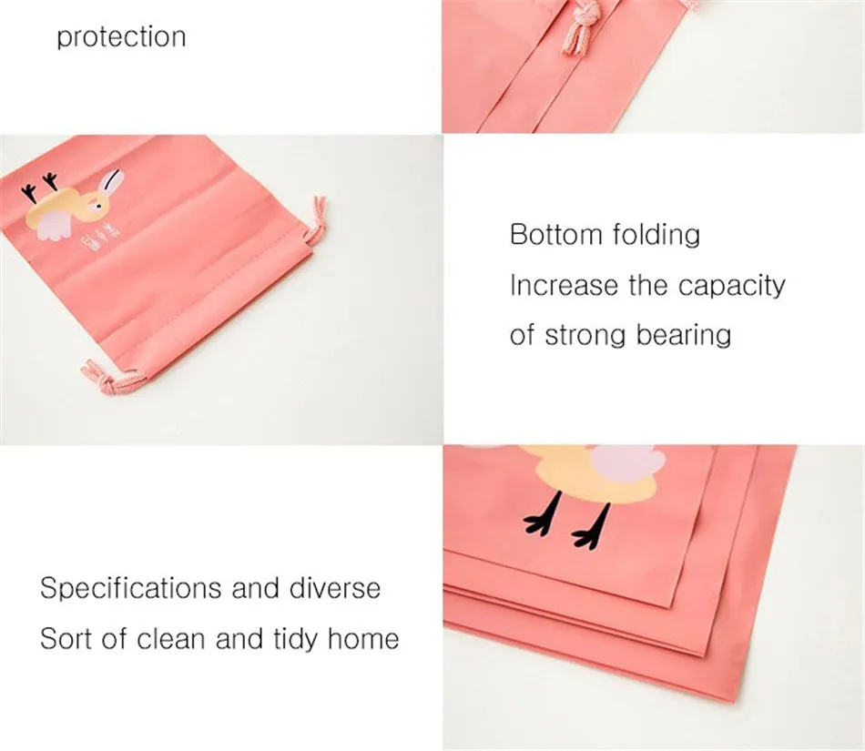 Cute Cartoon Waterproof Storage Bag For Clothing Shoes Underwear Kawaii Organizer Bag Drawstring Bag Housekeeping Stationery Bag (4)