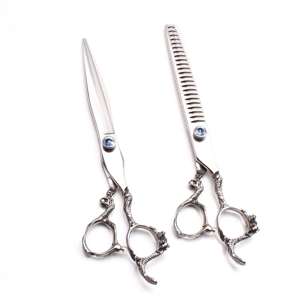 

7.5" 440C Engraving Logo Pet Scissors Kit Straight Shears Thinning Shears Professional Grooming Scissors Dog Scissors DIY C9006