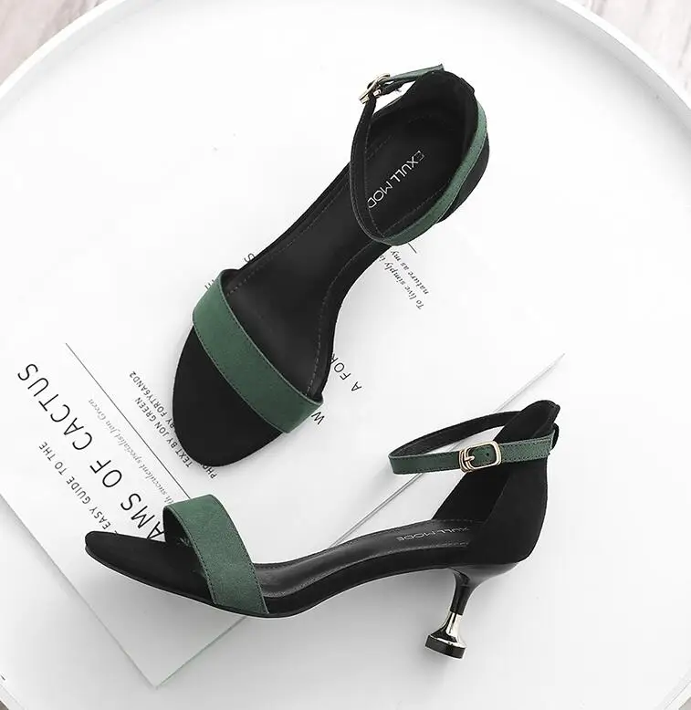 Женская обувь на высоком каблуке; женские классические сандалии-гладиаторы на среднем каблуке с ремешком на щиколотке; женские босоножки; вечерние и свадебные туфли; mujer& 88 - Цвет: Green
