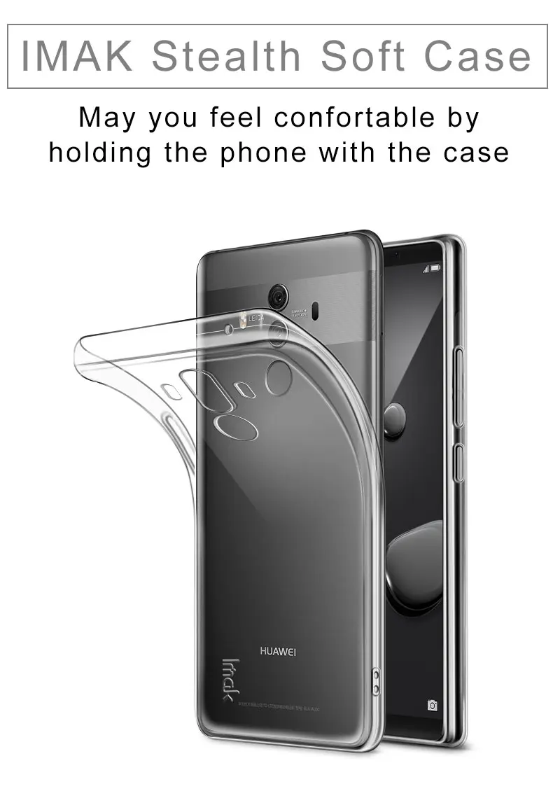 IMAK Супер-тонкий stealth soft ясно ТПУ чехол для телефона Huawei Коврики 10 Pro Бампер Экран