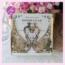 12 шт./лот,, индивидуальный дизайн, хорошее качество, яркие металлические бумажные свадебные пригласительные открытки с романтическим дизайном «Лебедь»