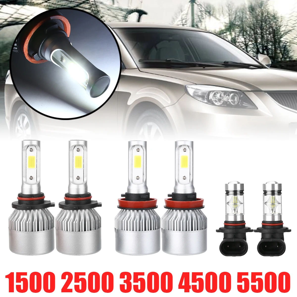 For Car Light Parts 6pcs LED Headlight Fog Light Set 9005+H11 9145 6000K - 6500K for Dodge Ram 1500 2500 3500 4500 5500 09-17